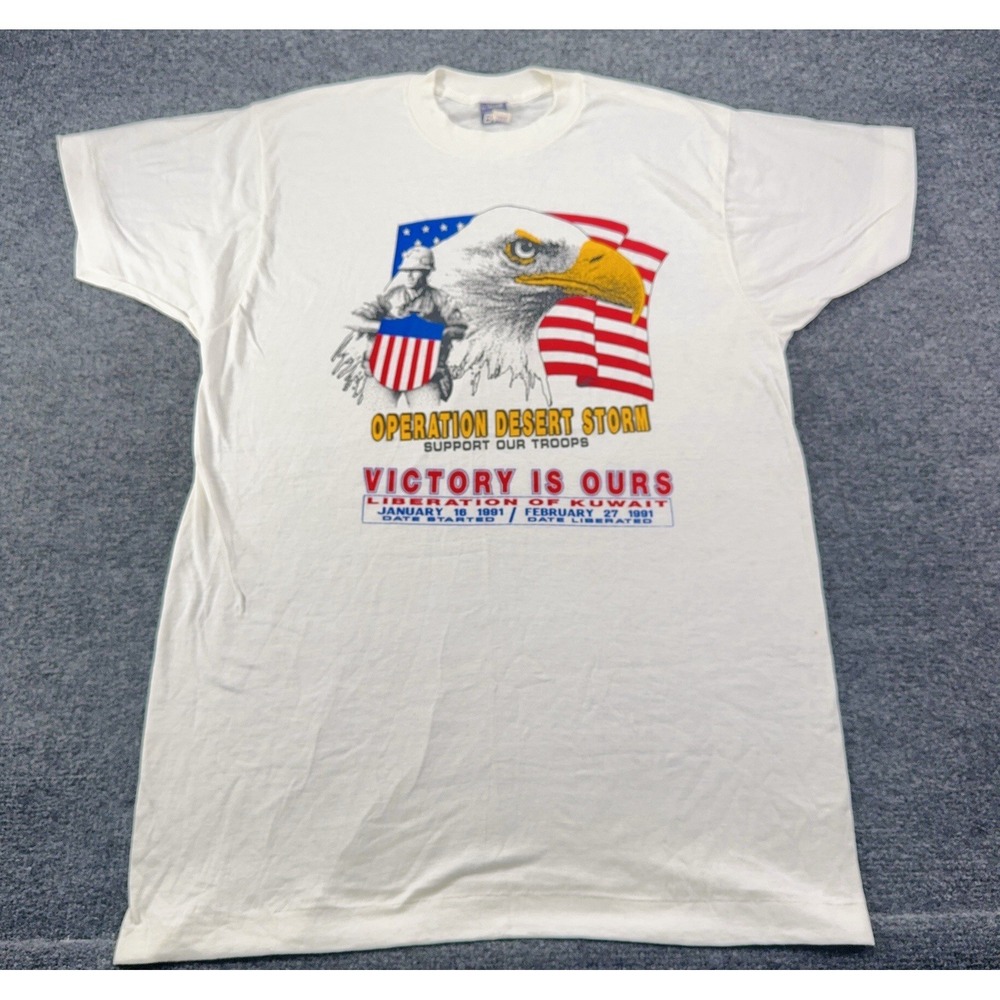 VTG Desert Storm Support Our Troops T-Shirt XL Single Stitch NOS Orig Price Tag
